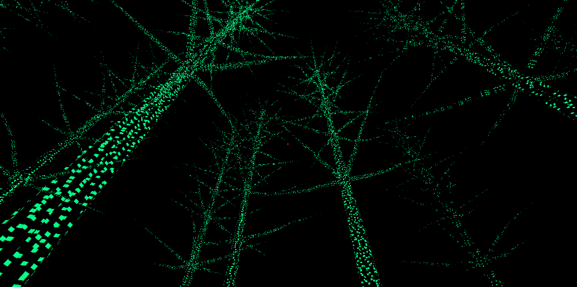 Capture of a user ‘scanning’ the environment to reveal a point-cloud model.