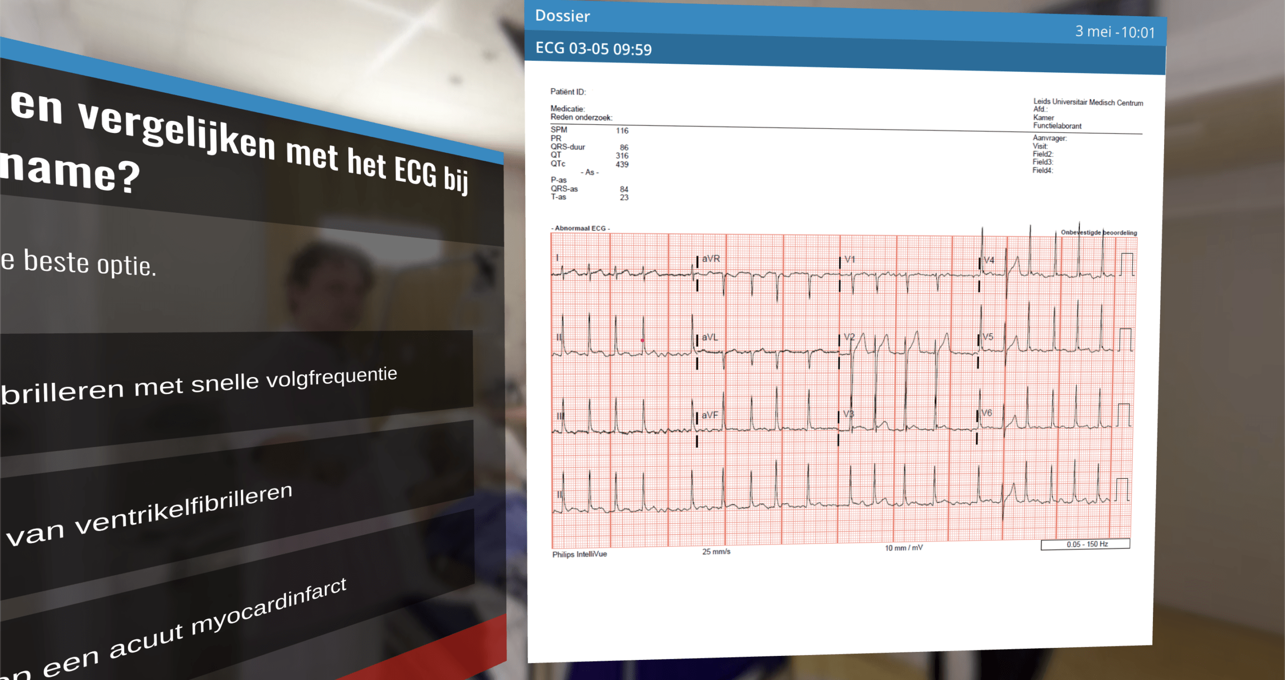 Users can choose to consult elements from the patient’s Electronic Health Record, such as ECG’s captured.